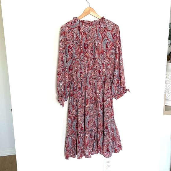TALBOTS paisley dress red blue M - Picture 3 of 3